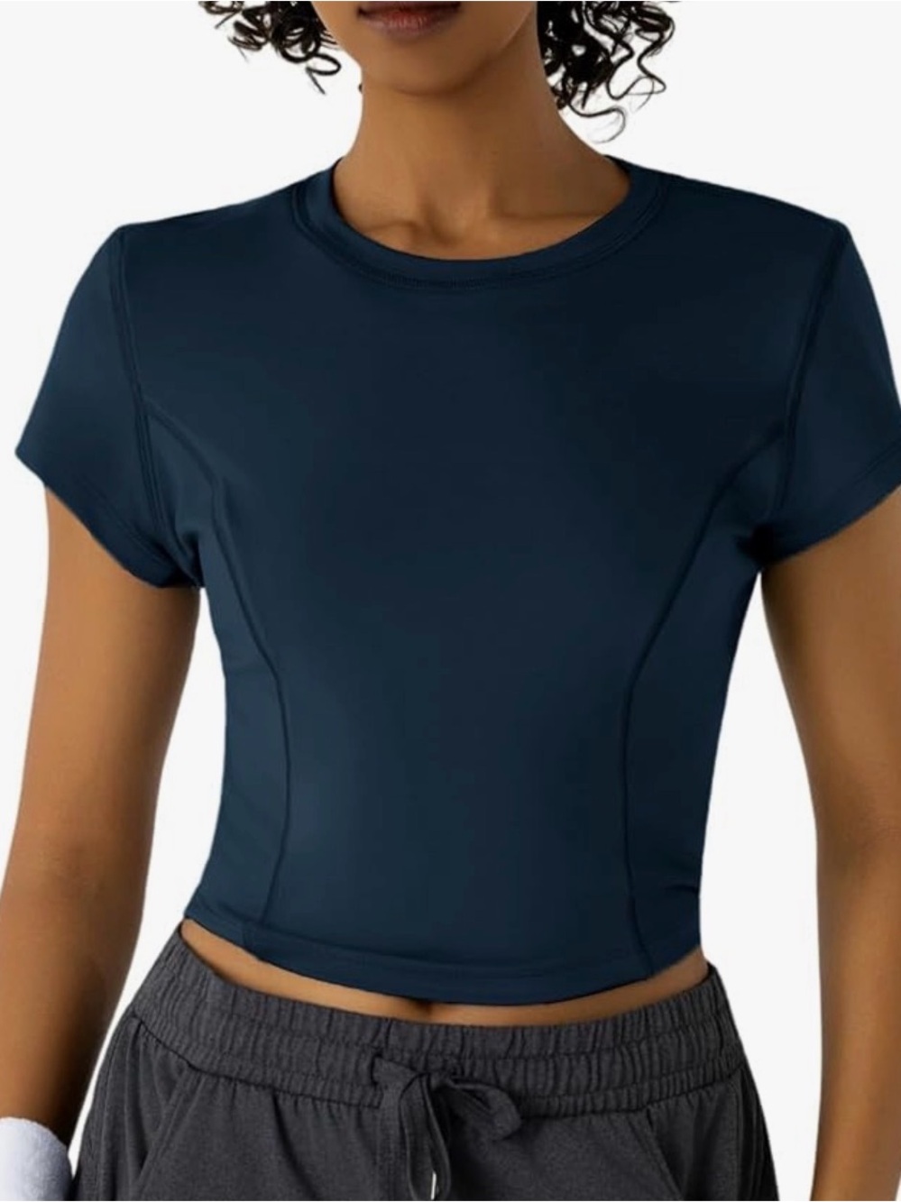 Leapstride Workout Tops for Women Athletic Tops Short Sleeve Shirts-Cropped Slim